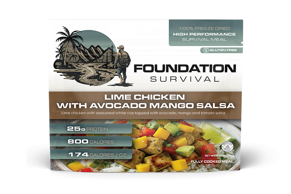 FOUNDATION Survival, Lime Chicken with Avocado, Mango Salsa Meal, 130g