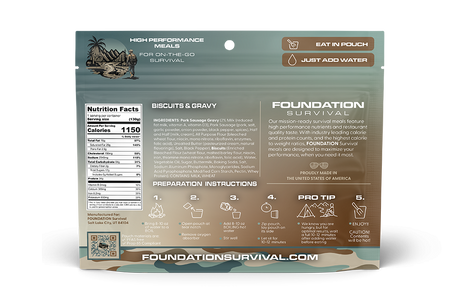 FOUNDATION Survival, Biscuits & Gravy Meal, 130g