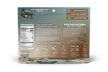 FOUNDATION Survival, Lime Chicken with Avocado, Mango Salsa Meal, 130g