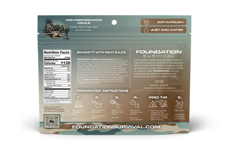 FOUNDATION Survival, Spaghetti with Meat Sauce Meal, 130g