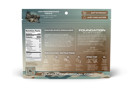 FOUNDATION Survival, Chicken Pasta Primavera Meal, 130g