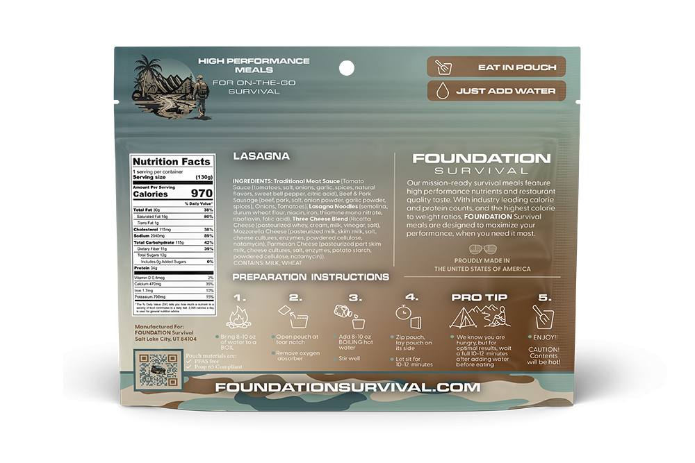 FOUNDATION Survival, Lasagna Meal, 130g